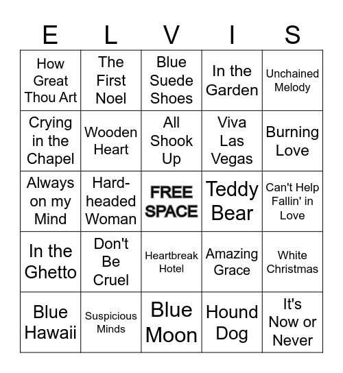 ELVIS MUSIC BINGO Card