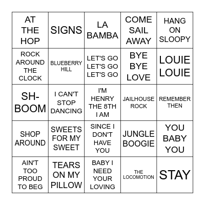 JUKEBOX Bingo Card