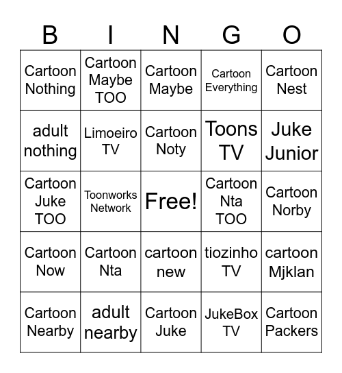 Penta TV -Canais Bingo Card