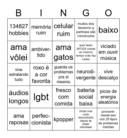 o quão parecido você é com o tiel? Bingo Card