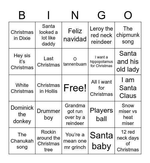 Christmas bingo Card