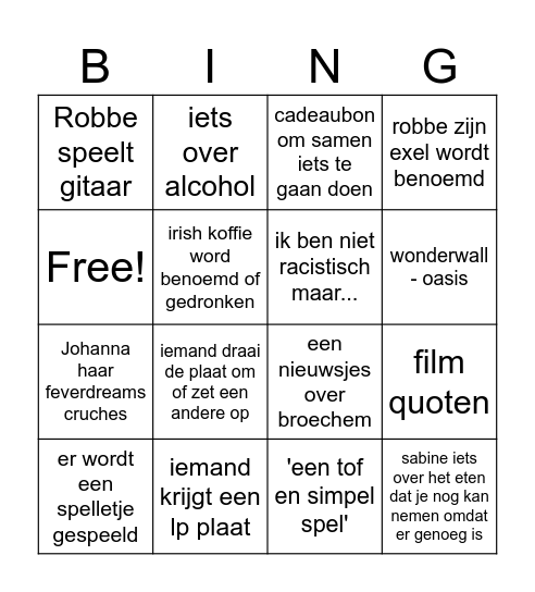 Kerst met janssens Bingo Card