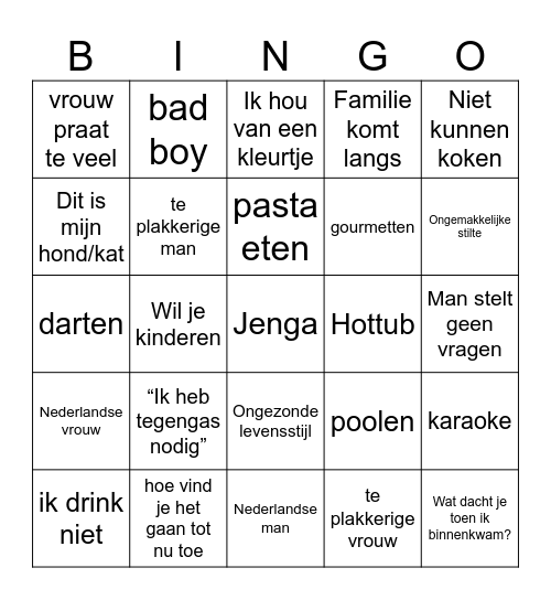 Lang leve de Liefde Bingo Card