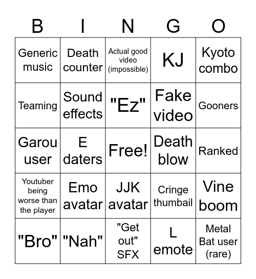 TSB Toxic Hunt Bingo Card