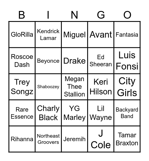 2010 - 2025 NEW YEAR Bingo Card