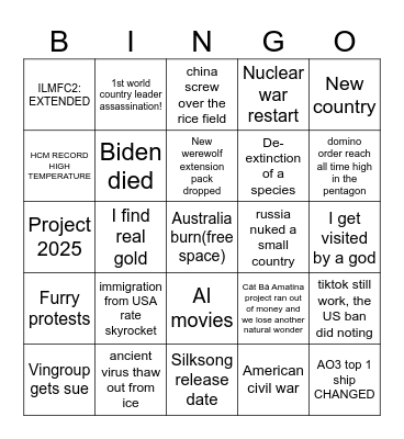 2025 bingo Card