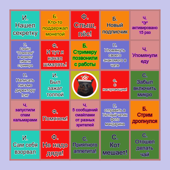 ТВОЯ КАРТОЧКА Bingo Card