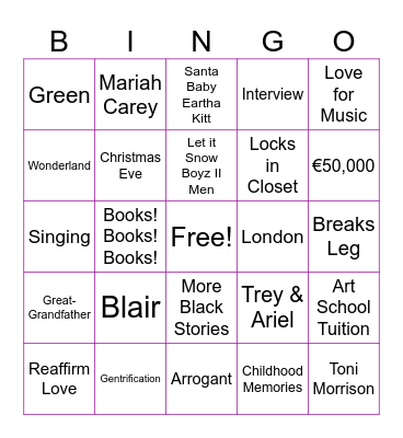 Wonderland Bingo Card