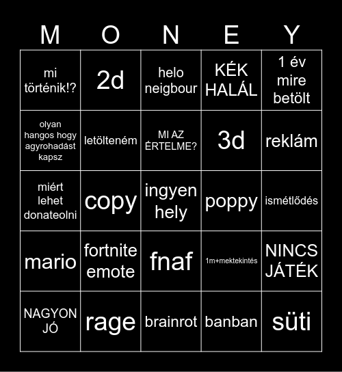 RÁKÚRNAK VALÓ Bingo Card