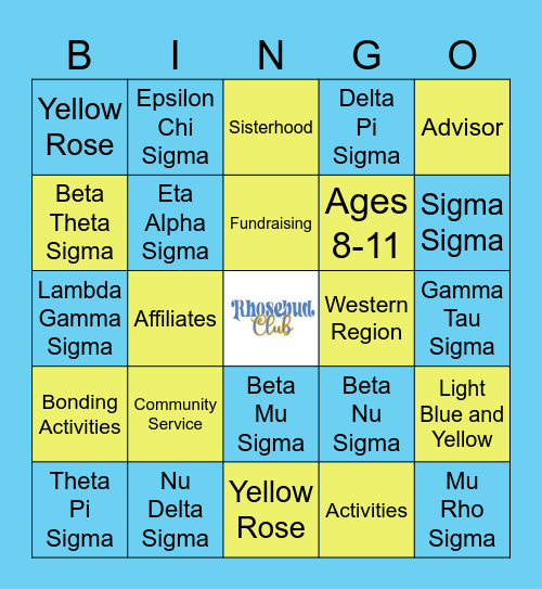 Western Region Rhosebud Bingo Card