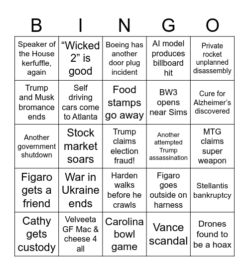 2025 Bingo Card