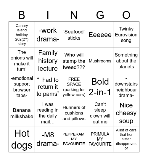 Erin Bingo Card