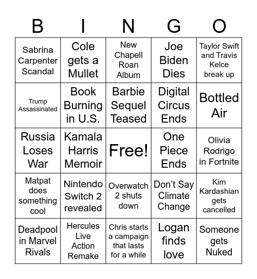2025 Bingo Card