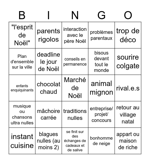 Bingo film de Noel V2 Bingo Card
