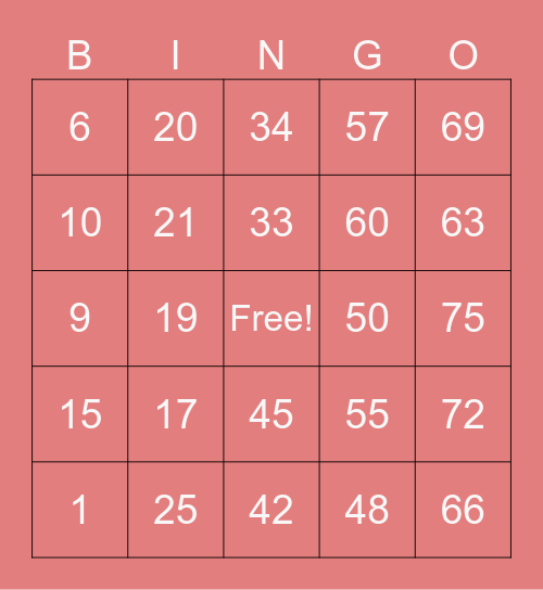 LUCKY BINGO CARD Bingo Card
