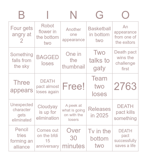 TPOT 15 bingo!!! Bingo Card