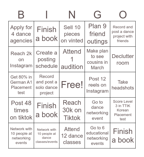 Jan - Mar 2025 Bingo Card