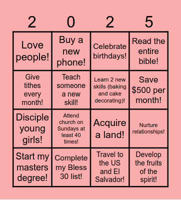 2025 Faith Bingo Card
