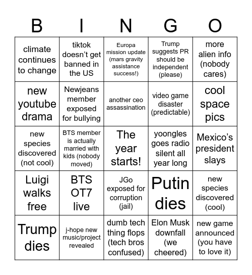 2025 Bingo Card