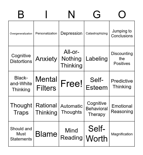 Cognitive Distortions Bingo Card