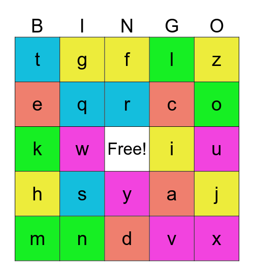 Alphabet Bingo Card