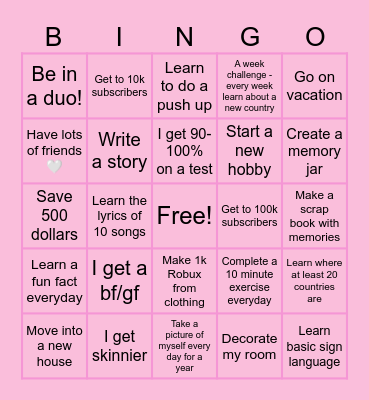 2025 Bingo (Self) Bingo Card