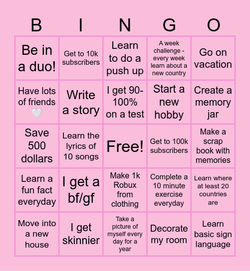 2025 Bingo (Self) Bingo Card