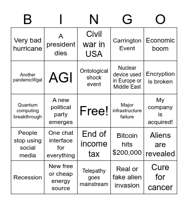 David's Bingo Cars 2025 Bingo Card