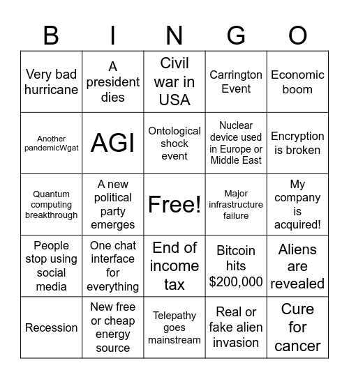 David's Bingo Cars 2025 Bingo Card