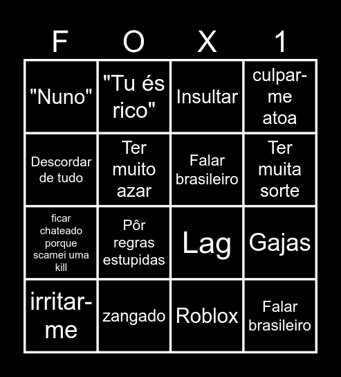 Bingo do Fox Bingo Card