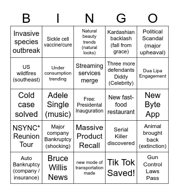 2025 BINGO! Bingo Card