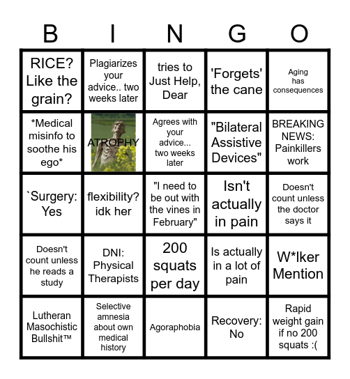 JOINT WARS, EPISODE IV: A NEW KNEE Bingo Card
