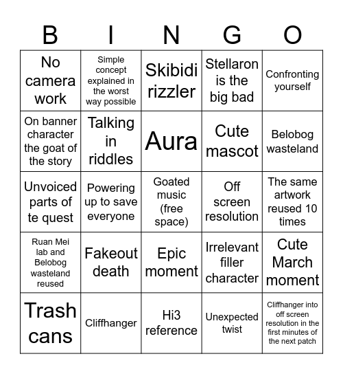 Amphoreus main story bingo Card