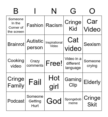 Instagram Reels Bingo Card