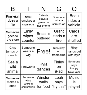 2025 New Years Bingo Card