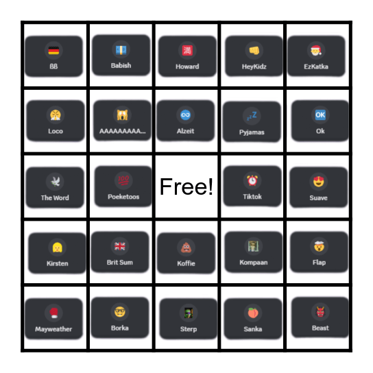 Big Body Mass Index Bing Bong Experience Bingo Card