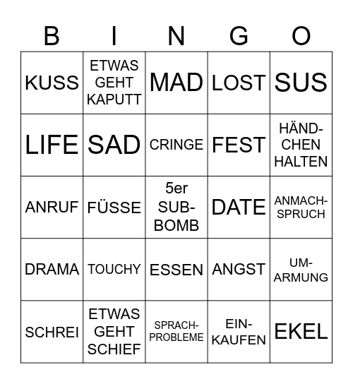 HANJO BINGO OMG Bingo Card