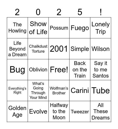 Jenny MSG Bingo Card