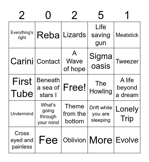 Casey MSG Bingo Card