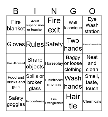 Safety Bingo Card