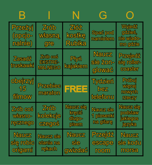Bingo na 2025 Bingo Card