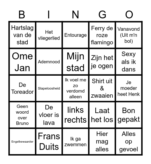 SWINGO O&N Bingo Card