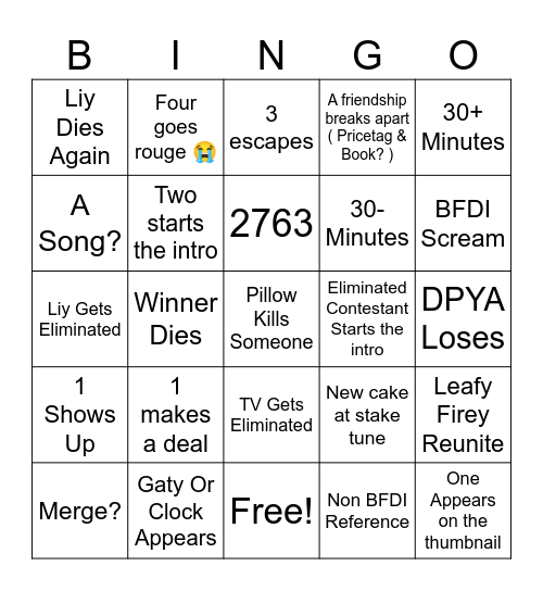 Tpot 15 bingo Card