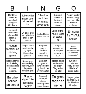NYTÅRS BINGO 2024 Bingo Card