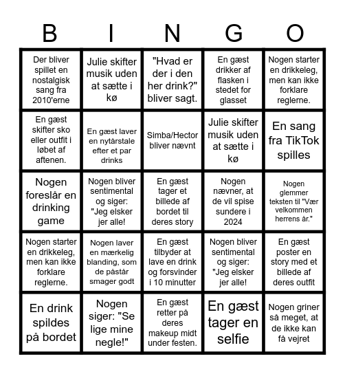 NYTÅRS BINGO 2024 Bingo Card