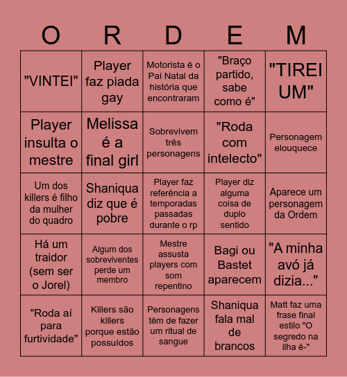 Natal Macabro - Final Bingo Card