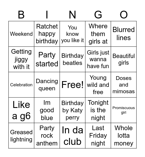 Birthday Bingo Card