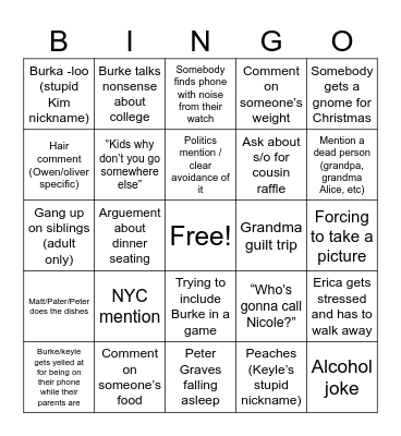 2024 Christmas Bingo Card