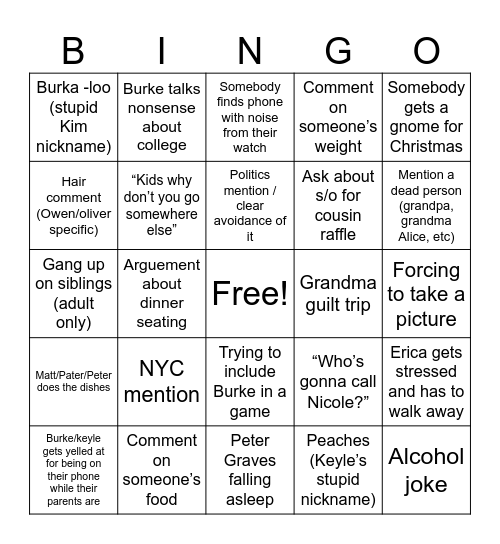 2024 Christmas Bingo Card