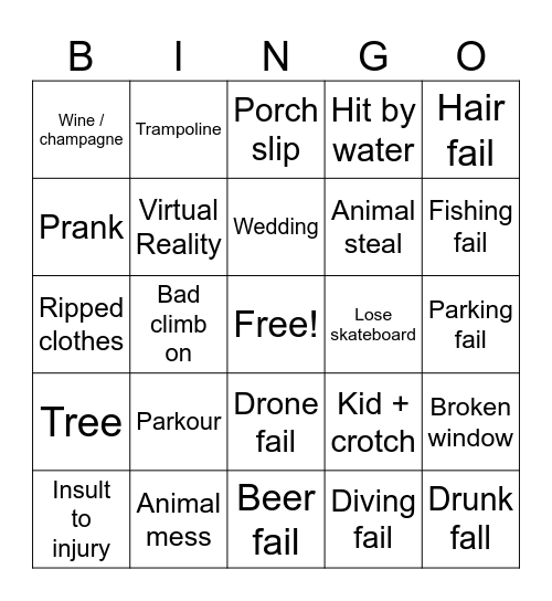 fail bingo Card